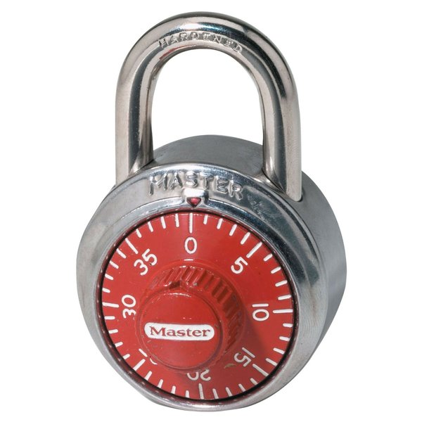 Combination Padlock, Center, Red/Silver