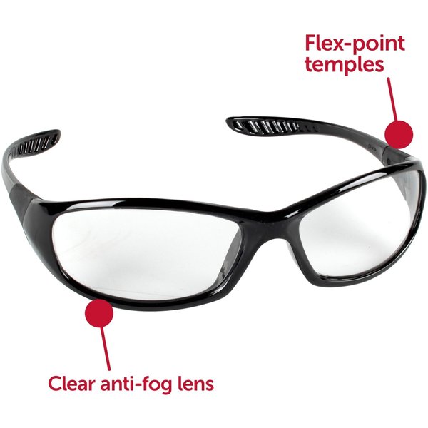 V40 Hellraiser Safety Glasses, Anti-Fog, Scratch Resistant, Black Full-Frame, Clear Lens