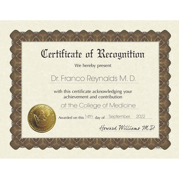 Certificate Metallic Border Stock R, PK6