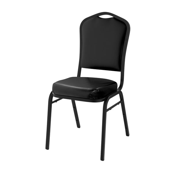 Deluxe Vinyl Upholstered Stack Chair, Panther Black