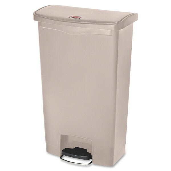 18 gal Rectangular Trash Can, Beige, 19 1/2 in Dia, Step-On, Plastic