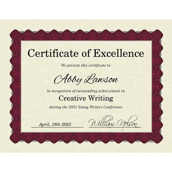 Certificate Red Metallic Border, PK100