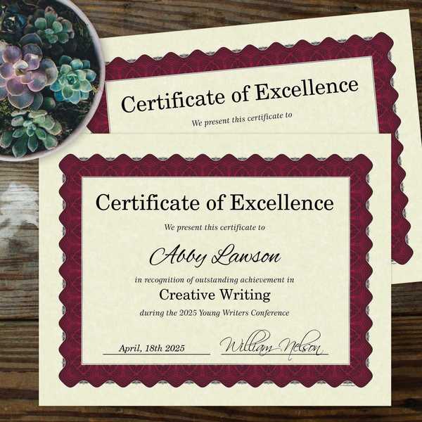 Certificate Red Metallic Border, PK25