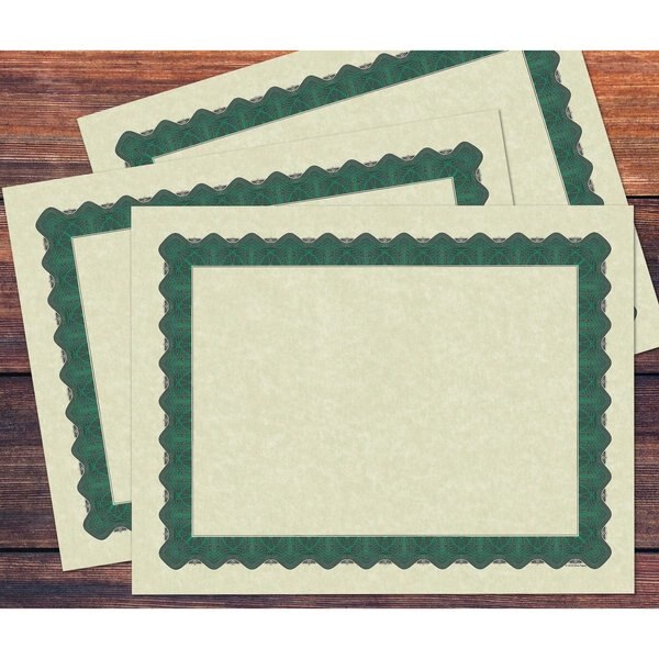 Certificate Green Metallic Border, PK25