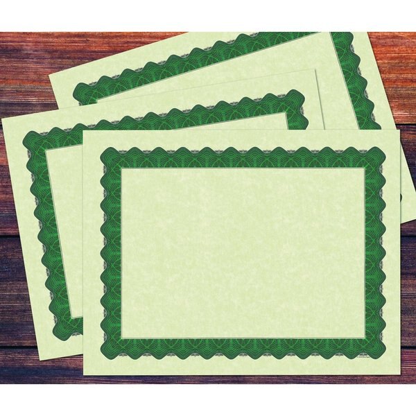 Certificate Green Metallic Border, PK25