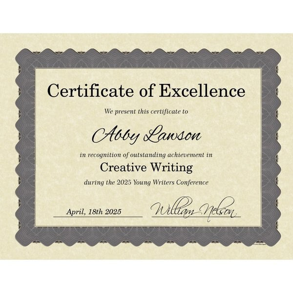 Certificate Silver Metallic Border, PK25