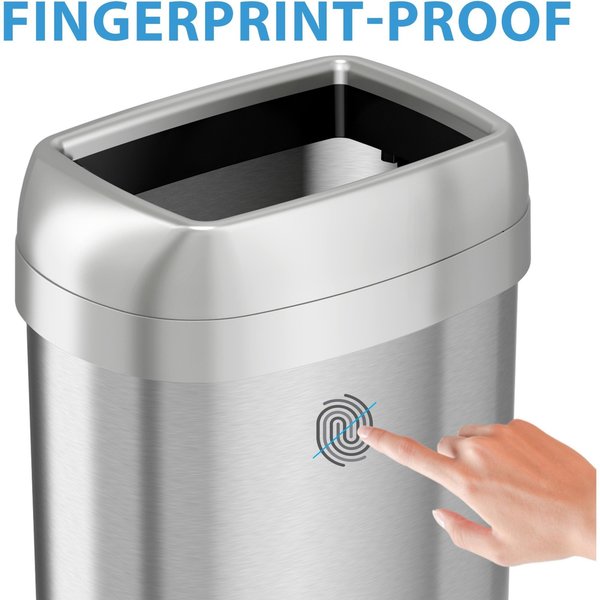 13 gal Oval Trash Can, Silver, Stainless Steel