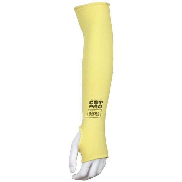 Cut-Resistant Sleeve with Thumb Slot, Cut Pro, Kevlar, Cut Level A3, Yellow, 18 in L