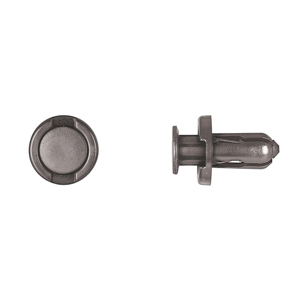 Push-In Rivet, Dome Head, 10 mm Dia., 18 mm L, Nylon Body, 15 PK