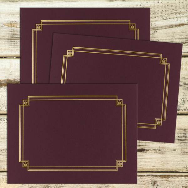 Certificate Cover Linen, Burgundy W, PK3