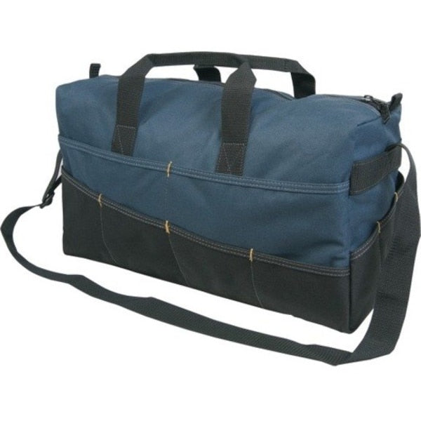 Wide-Mouth Tool Bag, Polyester, 17 Pockets, Black/Beige, 9