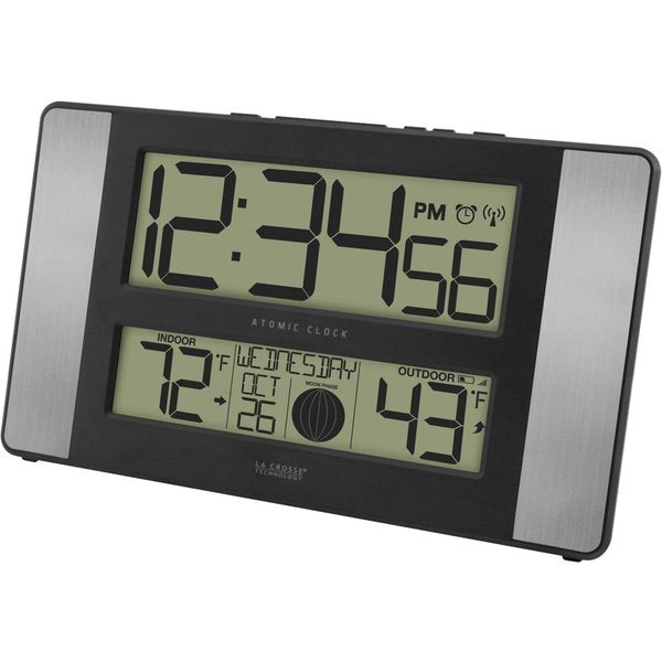 Atomic Dgtl Wall Clock, Temp/Moon Phase