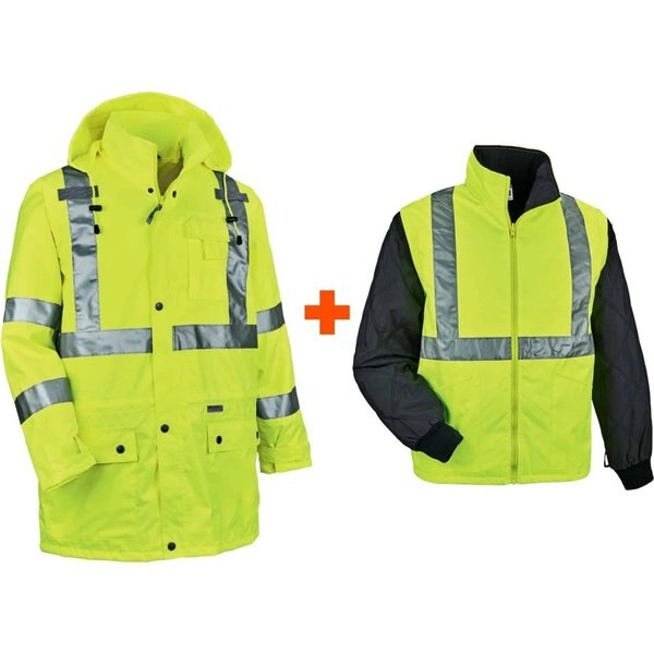 Medium Insulated Hooded Jacket, Lime/Black