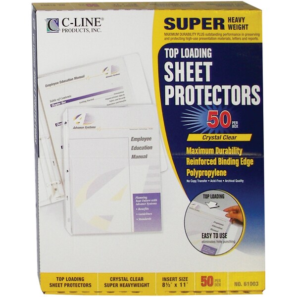 Page Protector, Poly, Clear, PK50