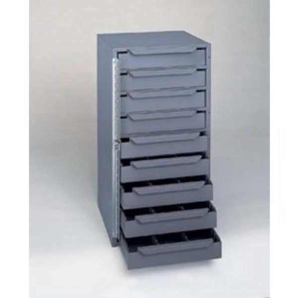 Storage Cabinet, 24 1/2 in H, 12 5/8 in W, 12 1/8 in D, 9 Drawers, 1 Shelves, Steel, Gray