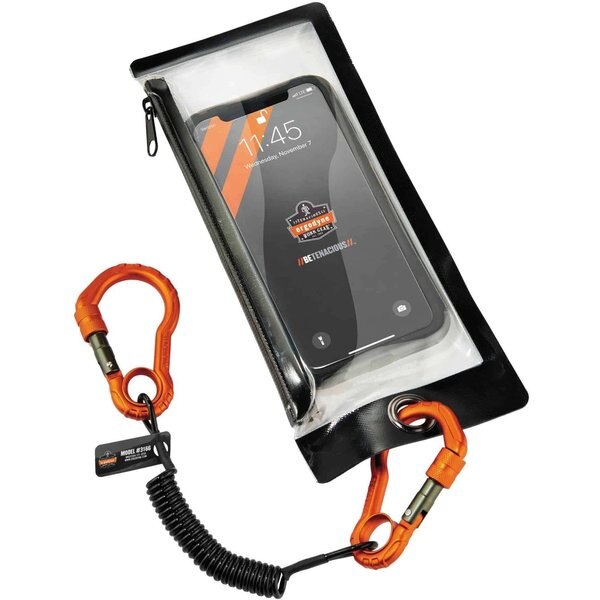 Coiled Lanyard, 4 ft., 2 lb. Weight Capacity, Black/Orange