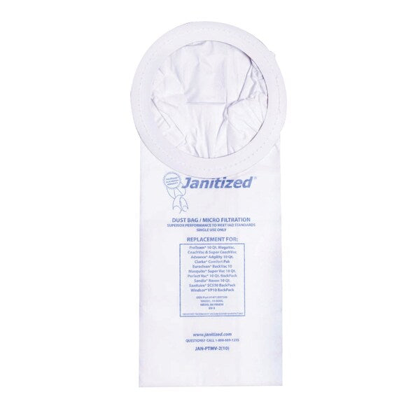 Filter Bag, Proteam 10Qt. 100331, PK10, 2-ply, Micro Filter