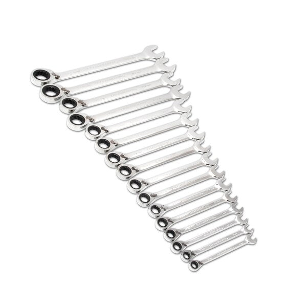 16 Pc. 12 Point Reversible Ratcheting Combination Metric Wrench Set
