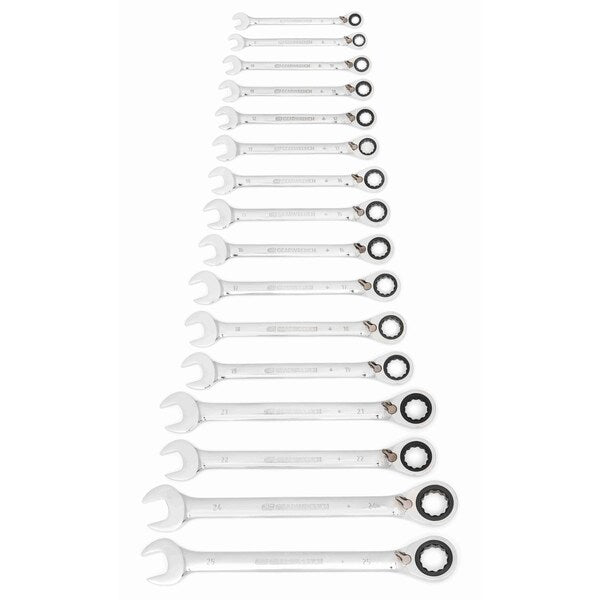 16 Pc. 12 Point Reversible Ratcheting Combination Metric Wrench Set