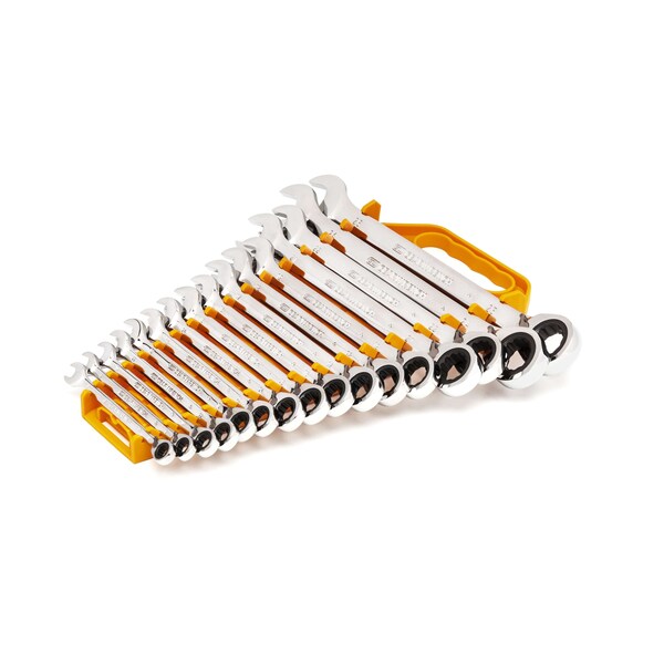 16 Pc. 12 Point Reversible Ratcheting Combination Metric Wrench Set