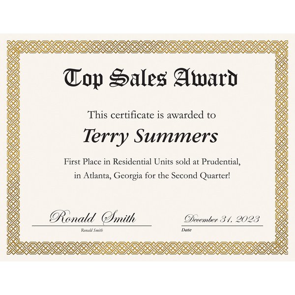 Certificate Gold Foil Braided, Ivo, PK15