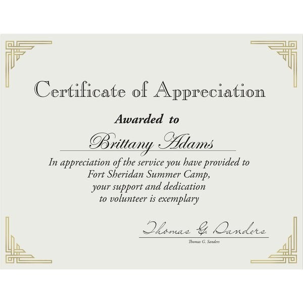 Certificate Gold Foil Corner, Whi, PK15