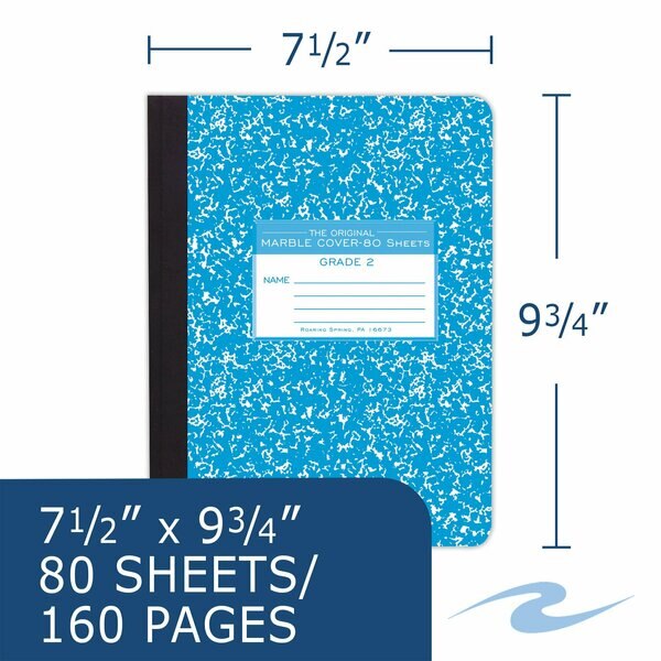 Case of Blue Marble Composition Notebooks, Grade 2 Skip Line Ruled, 80 sht, 9.75