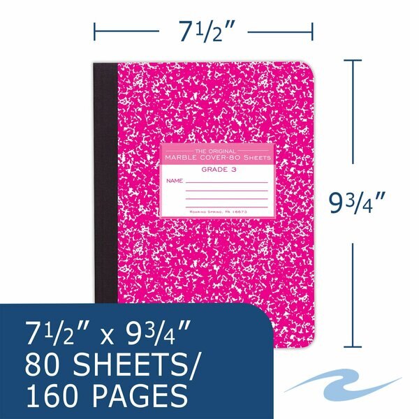 Case of Red Marble Composition Notebooks, Grade 3 Skip Line Ruled, 80 sht, 9.75
