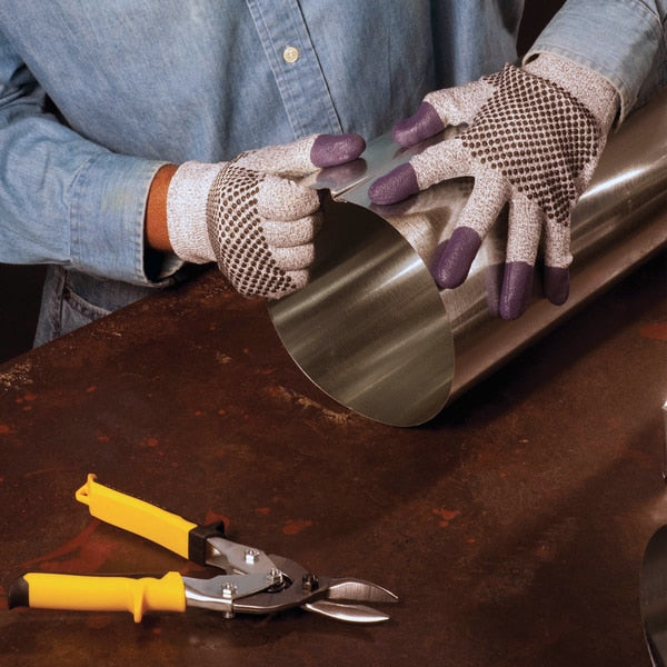 G60 Purple Nitrile Cut Resistant Gloves, Grey/Black, Purple Fingertips, Ambidextrous, SM, 1 Pair