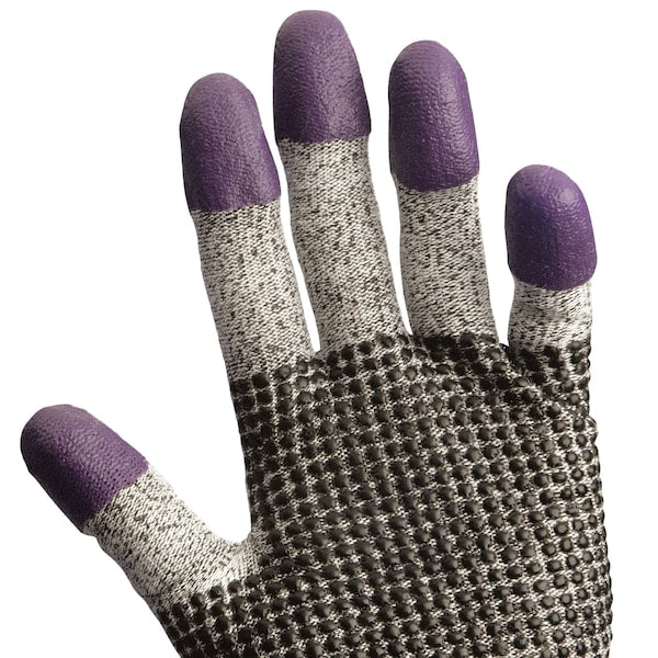 G60 Purple Nitrile Cut Resistant Gloves, Grey/Black, Purple Fingertips, Ambidextrous, M, 1 Pair