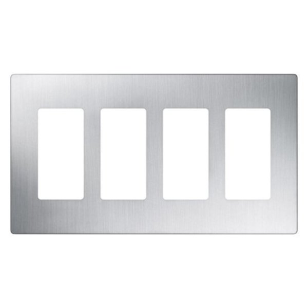 Designer Wall Plates, Number of Gangs: 4 Satin Finish, Stainless Steel