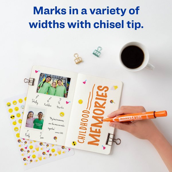 Large Desk-Style Permanent Marker, Chisel Tip, Orange