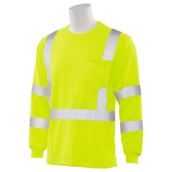 T-Shirt, Long Sleeve, Hi-Viz, Lime, 4XL