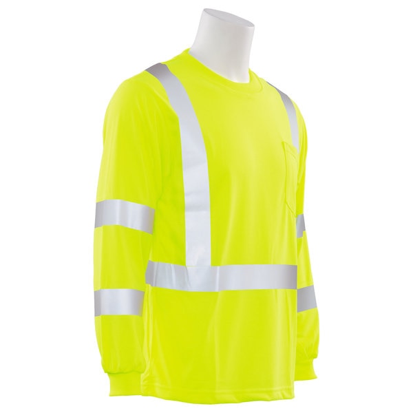 T-Shirt, Long Sleeve, Hi-Viz, Lime, 4XL