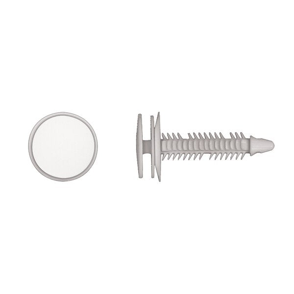 Wht Nyln Door Panel Ret 6.5mm Hole Size 33mm Stem L PK25