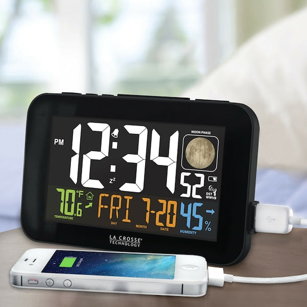 Atomic Color Alarm clock, Indoor Temp/