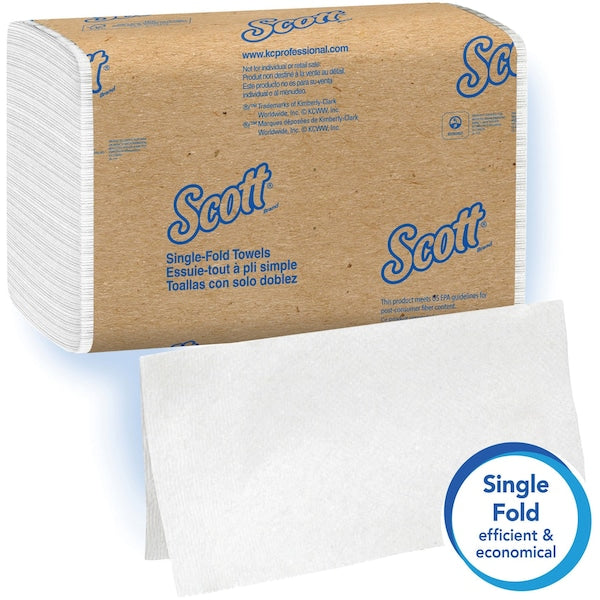 Essential Single Fold Paper Towel, 1 Ply, 250 Sheets, White, 16 PK