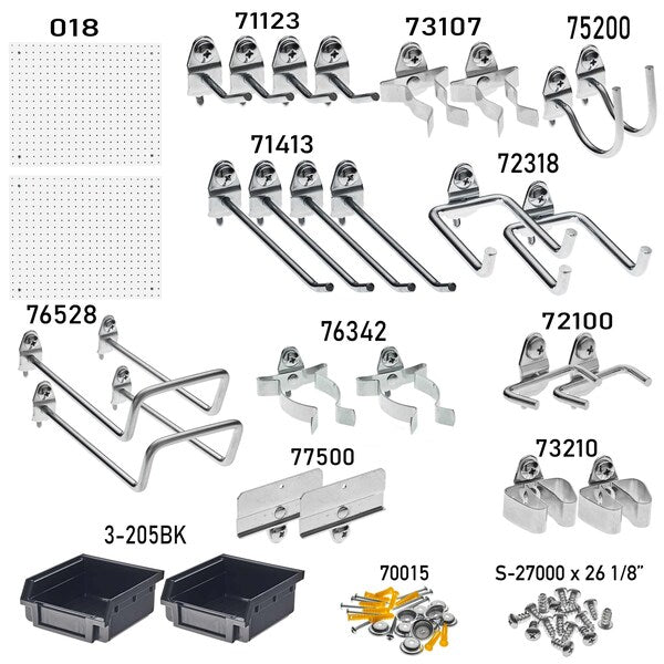 DuraHook Wall Organizer - 2 DuraBoards 24 Hooks 4 Hanging Bins and Mounting Hardware