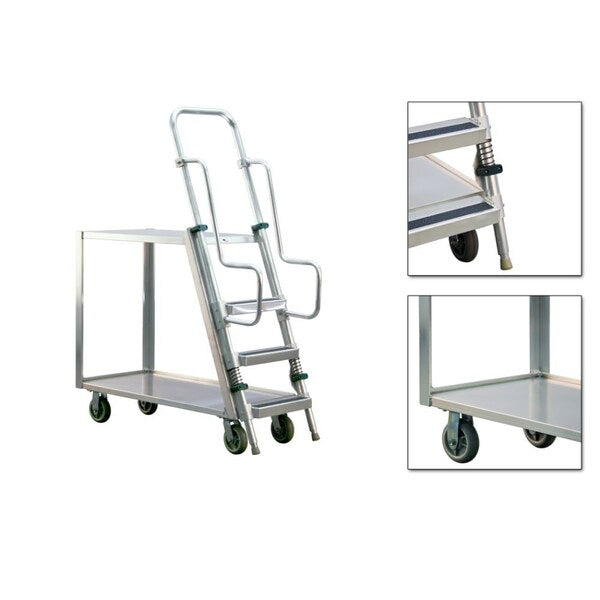 Ladder Cart, 22Wx69.5Hx51.5L, 2 Shelves