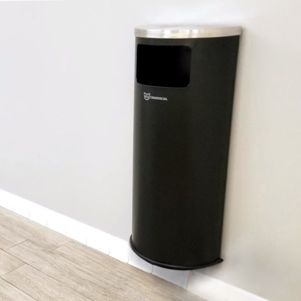 9 gal Half-Round Trash Can, Silver, Stainless Steel