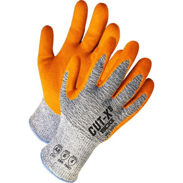 Grey HPPE Cut Resistant Orange Sandy Nitrle Palm, Shrink Wrapped, Size X2L (11)