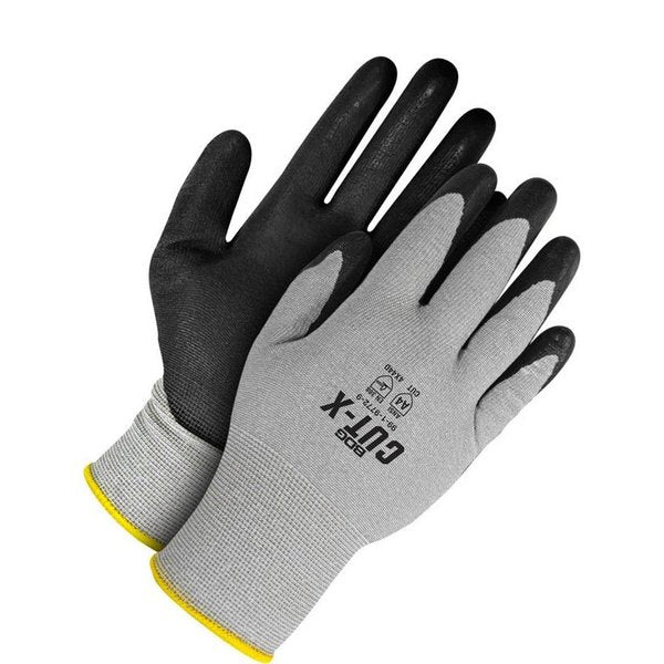 Grey 18G Seamless Knit HPPE Cut Resistant Black NBR Foam, Shrink Wrapped, Size X2S (5)