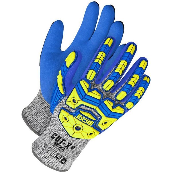Grey HPPE Blue Sandy Nitrile Palm Impact, Shrink Wrapped, Size M (8)