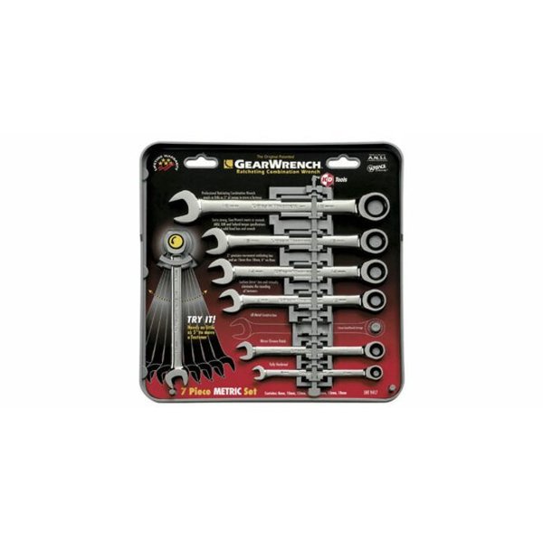 7 Pc. 12 Point Ratcheting Combination Metric Wrench Set