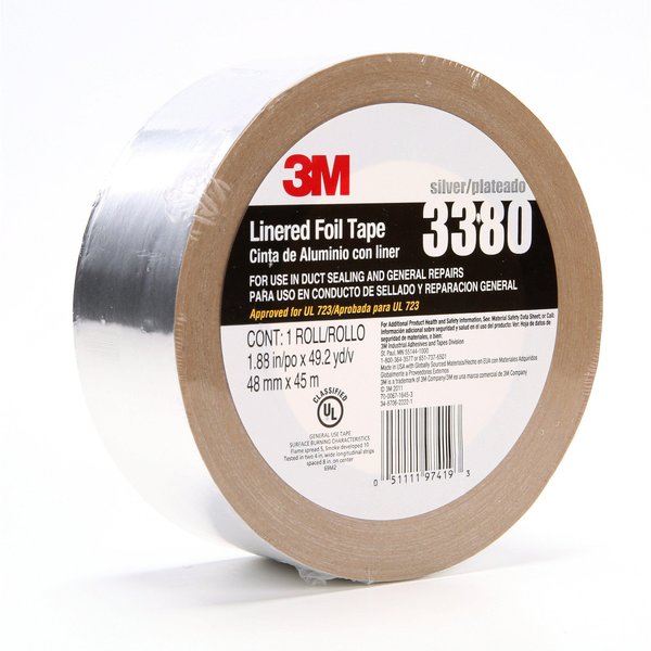Foil Tape with Liner, 1-7/8inx49yd, Silver