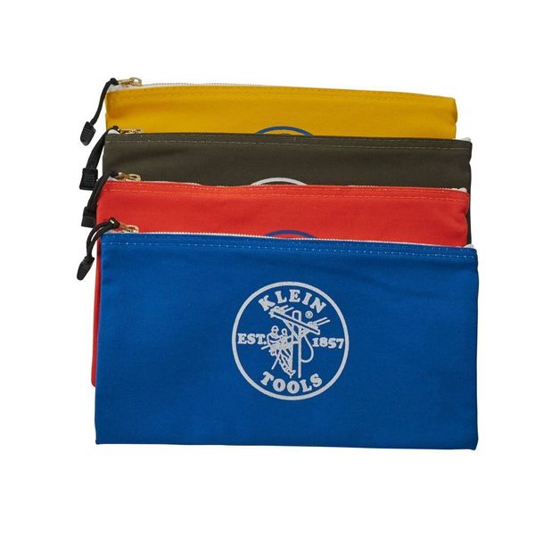 Zipper Bags, Canvas Tool Pouches Olive/Orange/Blue/Yellow, 4-Pack