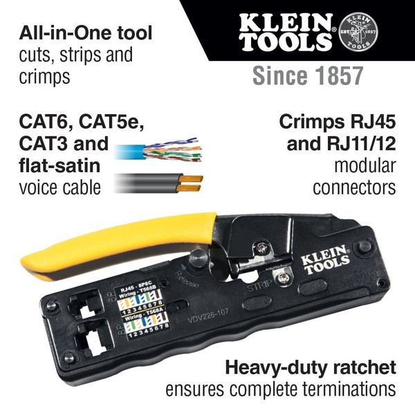 5 1/4 in Ratchet Crimper CAT3, CAT5e, CAT6