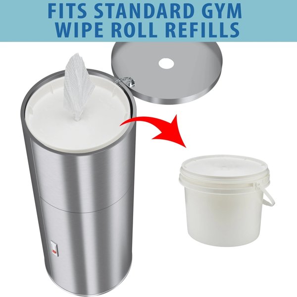 9 gal Round Trash Can, Silver, Stainless Steel