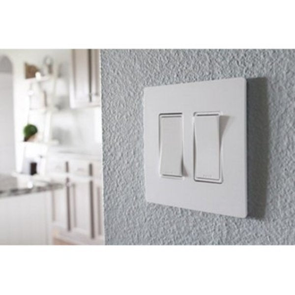 Rocker Wall Plate, Number of Gangs: 2 Plastic, Smooth Finish, White