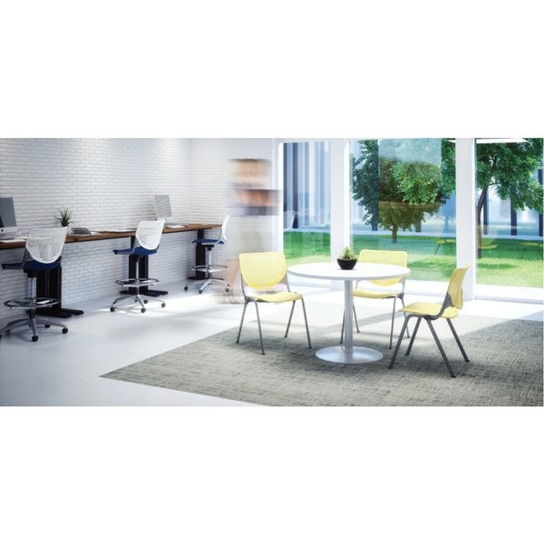 Poly Adjustable Stool, Perforated Back, Color: White, Yellow